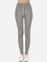 Casual Dacron Color Block Striped Leggings