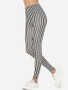 Casual Dacron Color Block Striped Leggings