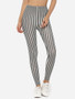 Casual Dacron Color Block Striped Leggings