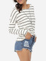 Casual Round Neck Cotton Striped Long-sleeve-t-shirt