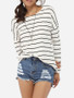 Casual Round Neck Cotton Striped Long-sleeve-t-shirt