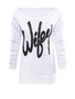 Casual Round neck rib knit cuffs Letters long-sleeve-t-shirt