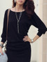 Casual Designed Round Neck Batwing Plain Long-sleeve-t-shirt