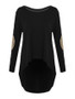 Casual Fascinating Paillette Asymmetrical Hems Long-sleeve-t-shirt