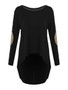 Casual Fascinating Paillette Asymmetrical Hems Long-sleeve-t-shirt