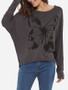 Casual Loose Fitting Round Neck Dacron Printed Long-sleeve-t-shirt