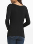 Casual Cowl Neck Dacron Plain Long-sleeve-t-shirt