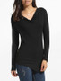 Casual Cowl Neck Dacron Plain Long-sleeve-t-shirt