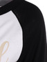 Casual Glamorous Color Block Letters Round Neck Raglan Sleeve T-Shirt