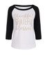 Casual Glamorous Color Block Letters Round Neck Raglan Sleeve T-Shirt