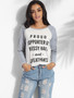 Casual Round Neck Cotton Letter Printed Long-sleeve-t-shirt