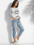 Casual Round Neck Cotton Letter Printed Long-sleeve-t-shirt