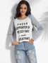 Casual Round Neck Cotton Letter Printed Long-sleeve-t-shirt