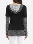 Casual Hooded Dacron Leopard Printed Patchwork Long-sleeve-t-shirt