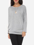 Casual Plain Loose Fitting Delightful Round Neck Long-sleeve-t-shirt