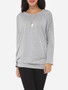 Casual Plain Loose Fitting Delightful Round Neck Long-sleeve-t-shirt