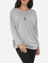 Casual Plain Loose Fitting Delightful Round Neck Long-sleeve-t-shirt