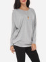 Casual Plain Loose Fitting Delightful Round Neck Long-sleeve-t-shirt