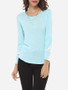 Casual Lace Plain Exquisite Round Neck Long-sleeve-t-shirt