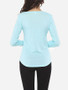 Casual Lace Plain Exquisite Round Neck Long-sleeve-t-shirt