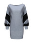 Casual Loose Fitting Color Block Round Neck Batwing Sleeve T-Shirt