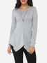 Casual Plain Asymmetrical Hems Courtly Round Neck Long-sleeve-t-shirt