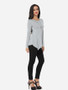 Casual Plain Asymmetrical Hems Courtly Round Neck Long-sleeve-t-shirt