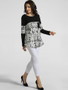 Casual Round Neck Pockets Printed Long-sleeve-t-shirt