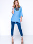 Casual Beading Embroidery Split Neck Puff Sleeve T-Shirt