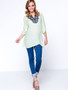 Casual Beading Embroidery Split Neck Puff Sleeve T-Shirt