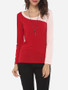 Casual Assorted Colors Elegant Stylish Round Neck Long-sleeve-t-shirt