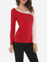 Casual Assorted Colors Elegant Stylish Round Neck Long-sleeve-t-shirt