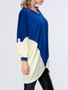 Casual Trendy Color Block V-Neck Batwing Sleeve T-Shirt