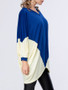 Casual Trendy Color Block V-Neck Batwing Sleeve T-Shirt