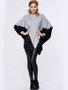 Casual Trendy Color Block V-Neck Batwing Sleeve T-Shirt