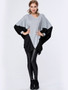 Casual Trendy Color Block V-Neck Batwing Sleeve T-Shirt