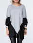 Casual Trendy Color Block V-Neck Batwing Sleeve T-Shirt