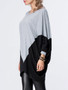 Casual Trendy Color Block V-Neck Batwing Sleeve T-Shirt