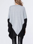 Casual Trendy Color Block V-Neck Batwing Sleeve T-Shirt