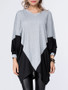 Casual Trendy Color Block V-Neck Batwing Sleeve T-Shirt