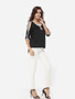 Casual Batwing Asymmetrical Hems Asymmetric Neckline Dacron Hollow Out Long-sleeve-t-shirt