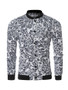 Casual Stylish Band Collar Printed Men Bomber Jacket