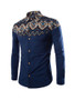 Casual Turn Down Collar Patchwork Printed Men Shirt