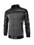 Casual Men Band Collar Patchwork Zips Bomber Jacket