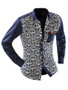 Casual Vintage Printed Men's Patchwork Shirt