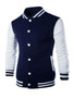 Casual Men Trendy Band Collar Color Block Bomber Jacket