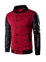 Casual Men Band Collar Color Bomber Jacket