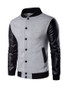 Casual Men Band Collar Color Bomber Jacket