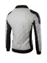 Casual Men Modern Band Collar Quilted Plain Bomber Jacket