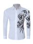 Casual Turn Down Collar Color Block Printed Men Shirt